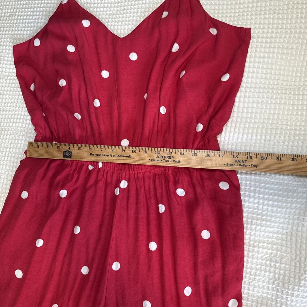 LOFT Sleeveless Jumpsuit Womens Plus 16 Pink Polka Dots Pockets Adjustable NWT - Picture 5 of 14